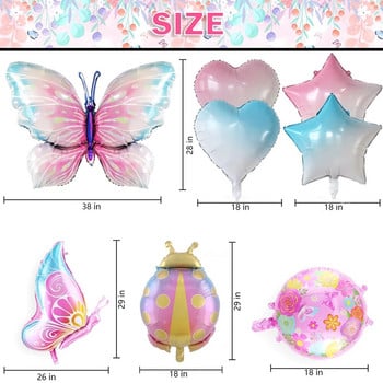 40 ιντσών Starry Sky Gradient Big Number Foil Balloon Butterfly Σετ για κορίτσια 1ο γενέθλια ντεκόρ Ψηφιακές προμήθειες για μπαλόνια ηλίου