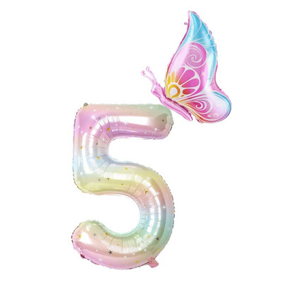 40 colių žvaigždėto dangaus gradiento didelio skaičiaus folijos drugelių balionų rinkinys mergaičių 1-ojo gimtadienio vakarėlio dekorai Skaitmeniniai helio balionų reikmenys