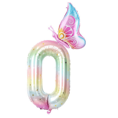 40 colių žvaigždėto dangaus gradiento didelio skaičiaus folijos drugelių balionų rinkinys mergaičių 1-ojo gimtadienio vakarėlio dekorai Skaitmeniniai helio balionų reikmenys