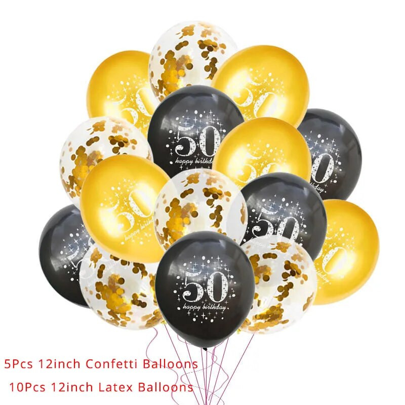 30th 40th 50th 60th Latex Confetti Balon Happy Birthday Party Decorations Adult 30 40 50 60 Years Happy Birthday Supplies