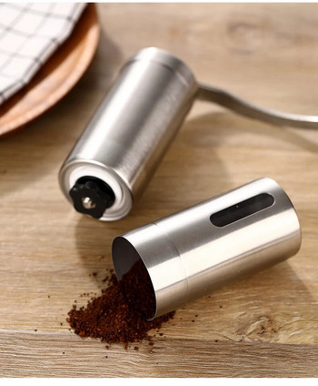 Χειροκίνητος μύλος καφέ για γαλλική ανάγλυφη μηχανή, Mini χειρός, K Cup, φορητός κωνικός μύλος από βουρτσισμένο ανοξείδωτο χάλυβα