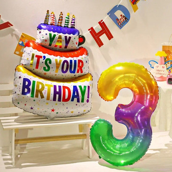 Балони за торта Честит рожден ден Анимационни 3-слойни балони от фолио за свещи за деца Подаръци Парти за рожден ден Baby Shower Декоративни консумативи