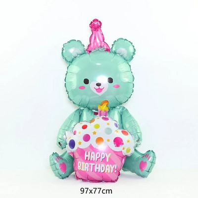 ins 4D Bear Foil Balloon Baby Birthday Photo Props Cartoon Алуминиево фолио Балони Happy Birthday Party Baloon Baby Shower Ballon