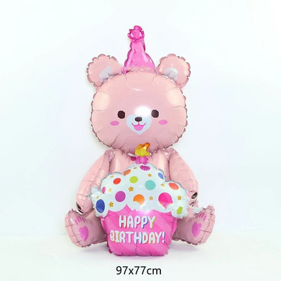 ins 4D Bear Foil Balloon Baby Birthday Photo Props Cartoon Алуминиево фолио Балони Happy Birthday Party Baloon Baby Shower Ballon
