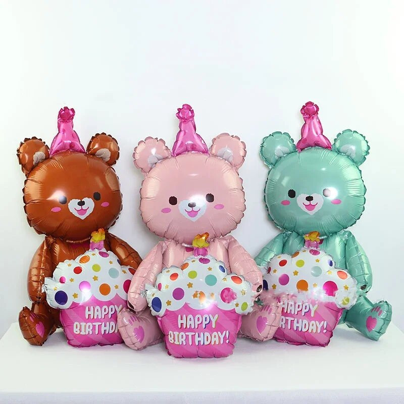 ins 4D Bear Foil Balloon Baby Birthday Photo Props Cartoon Алуминиево фолио Балони Happy Birthday Party Baloon Baby Shower Ballon
