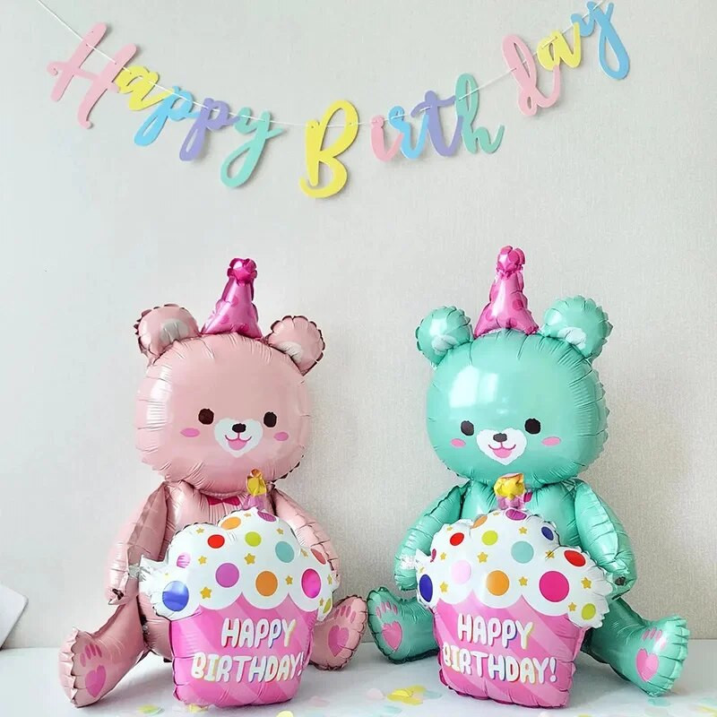 ins 4D Bear Foil Balloon Baby Birthday Photo Props Cartoon Алуминиево фолио Балони Happy Birthday Party Baloon Baby Shower Ballon