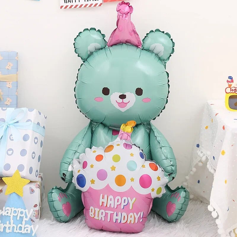 ins 4D Bear Foil Balloon Baby Birthday Photo Props Cartoon Алуминиево фолио Балони Happy Birthday Party Baloon Baby Shower Ballon