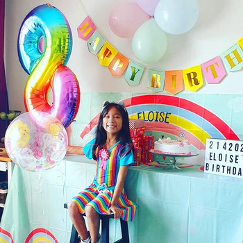 Гигантски 42-инчови фолиеви балони с числа на дъгата Балони с големи цифри с хелий сватбена украса Консумативи за парти за рожден ден Бебешки празник