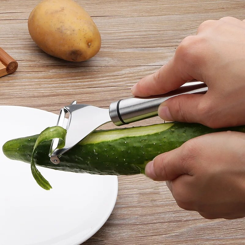 Cuțit creativ de curățat legume, fructe, legume, din oțel inoxidabil, cuțit de curățat castraveți și cartofi, răzuitoare ascuțită, dispozitive de bucătărie pentru acasă