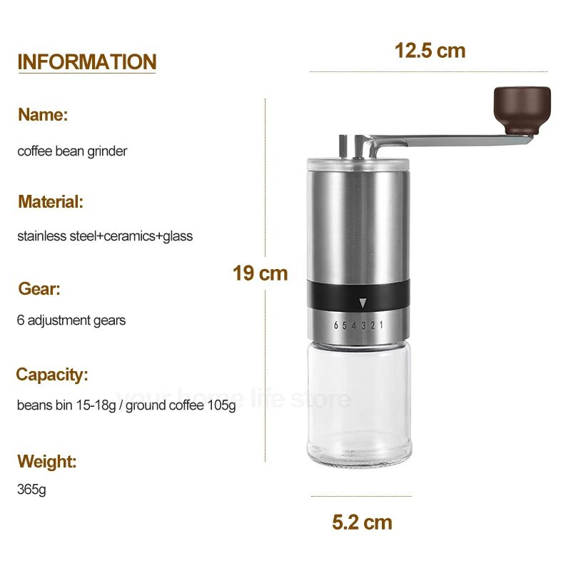 Ručni mlinac za kavu Keramička jezgra za mljevenje Ručni mlinac za kavu od Espressa do French Pressa s podesivom grubošću