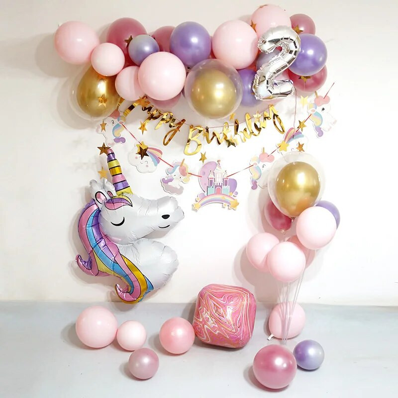 6 бр. Rainbow Unicorn балон 1 2 3 4 5 6 7 8 9 номер Фолиеви балони Unicorn Тема Декорации за рожден ден Baby Shower Globos