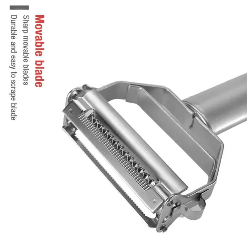 4 В 1 Белачка за плодове и зеленчуци Ренде за моркови от неръждаема стомана Кухненски джаджи с две глави Пъпеш Краставици Резачка за картофи Домашни инструменти