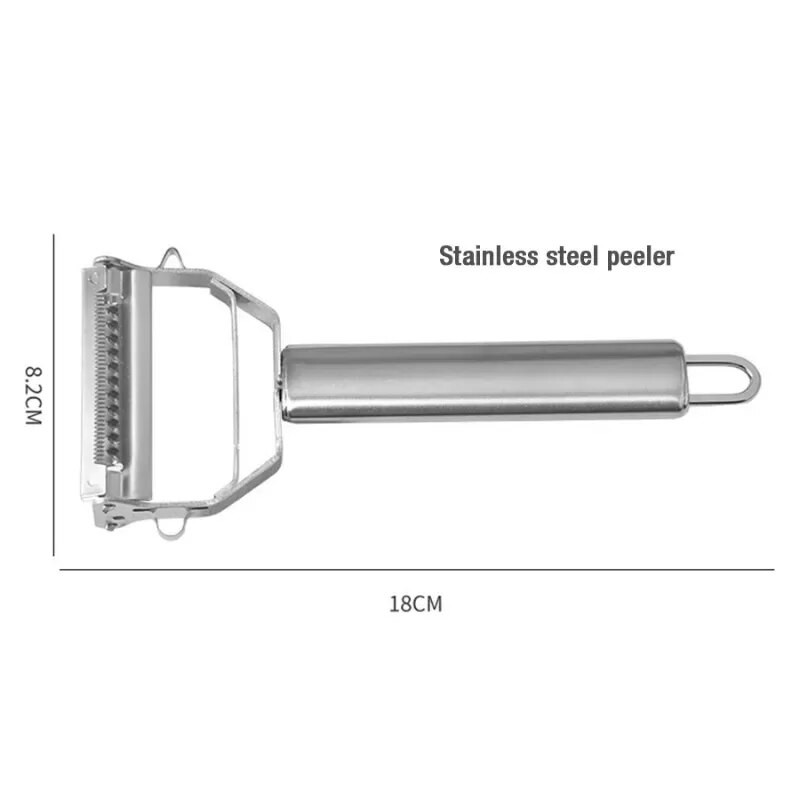 4 В 1 Белачка за плодове и зеленчуци Ренде за моркови от неръждаема стомана Кухненски джаджи с две глави Пъпеш Краставици Резачка за картофи Домашни инструменти