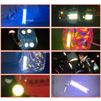 Безопасен светлоотразителен ключодържател за чанта, раница, висулка, ленти, орнаменти, рефлектори за неща, възрастни, деца, нощни безопасни аксесоари