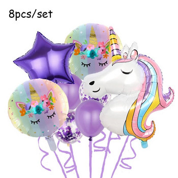 1 комплект еднорог облак балон 32 инча номер фолио балони 1st Kids Birthday Party Decoration Baby Shower Air Globos Girl Ballon