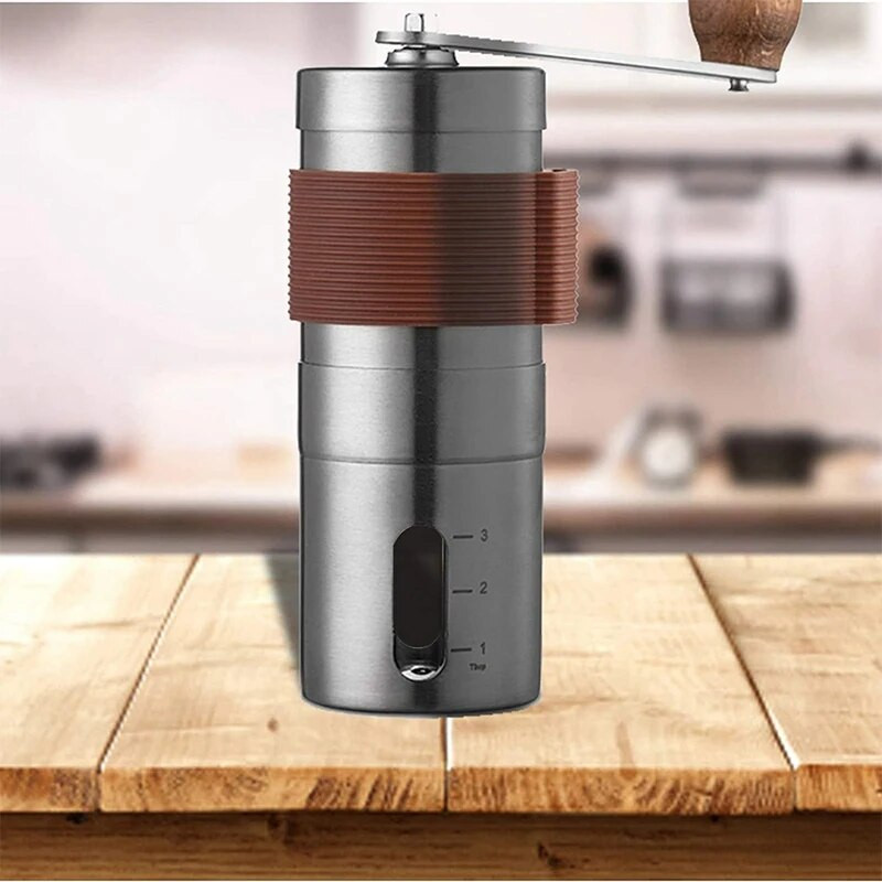 Rankinis kavos malūnėlis, nerūdijančio plieno kavos malūnėlis, rankinis alkūninis pupelių malūnas, kavos malūnėlis namams / biurui / kelionėms