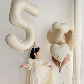1/3/7Pcs кремав цвят комплект балони с номера 32/40 инча 1-9 дигитално фолио хелиева топка момиче деца възрастни парти за рожден ден сватбена украса