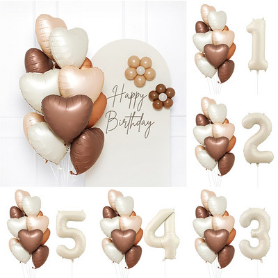 1/3/7 db krémszínű szám ballonkészlet 32/40 hüvelykes 1-9 digitális fólia hélium golyós lány gyerekeknek felnőtt születésnapi parti esküvői dekoráció