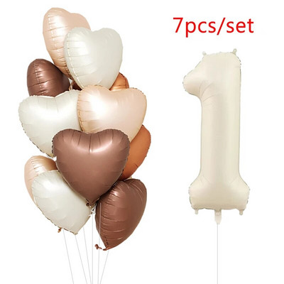 1/3/7 τεμ. Κρεμ Χρώμα Number Σετ μπαλόνι 32/40 ιντσών 1-9 Ψηφιακή μεμβράνη ηλίου Ball Girl Kids Adult Birthday Birthday Wedding Decoration
