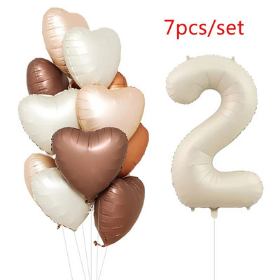 1/3/7 τεμ. Κρεμ Χρώμα Number Σετ μπαλόνι 32/40 ιντσών 1-9 Ψηφιακή μεμβράνη ηλίου Ball Girl Kids Adult Birthday Birthday Wedding Decoration