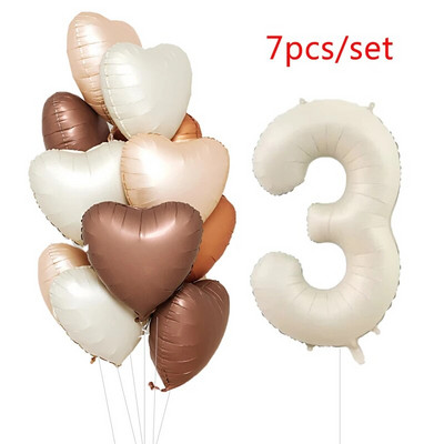 1/3/7 τεμ. Κρεμ Χρώμα Number Σετ μπαλόνι 32/40 ιντσών 1-9 Ψηφιακή μεμβράνη ηλίου Ball Girl Kids Adult Birthday Birthday Wedding Decoration