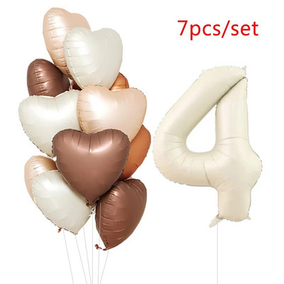 1/3/7 τεμ. Κρεμ Χρώμα Number Σετ μπαλόνι 32/40 ιντσών 1-9 Ψηφιακή μεμβράνη ηλίου Ball Girl Kids Adult Birthday Birthday Wedding Decoration