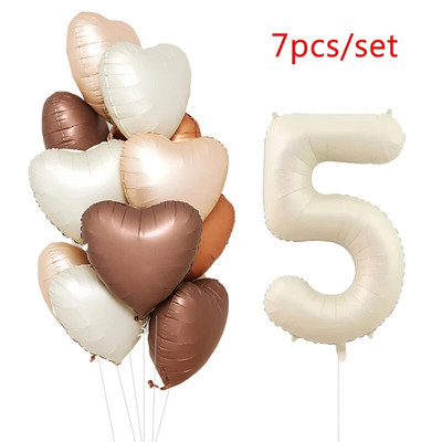 1/3/7 τεμ. Κρεμ Χρώμα Number Σετ μπαλόνι 32/40 ιντσών 1-9 Ψηφιακή μεμβράνη ηλίου Ball Girl Kids Adult Birthday Birthday Wedding Decoration