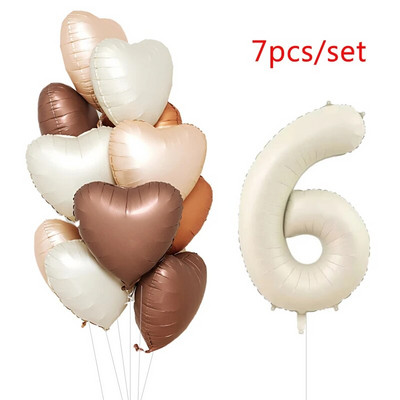 1/3/7 τεμ. Κρεμ Χρώμα Number Σετ μπαλόνι 32/40 ιντσών 1-9 Ψηφιακή μεμβράνη ηλίου Ball Girl Kids Adult Birthday Birthday Wedding Decoration