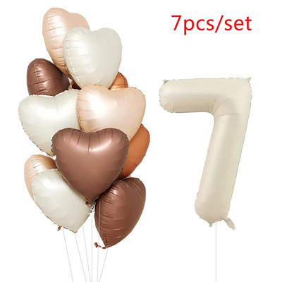 1/3/7 τεμ. Κρεμ Χρώμα Number Σετ μπαλόνι 32/40 ιντσών 1-9 Ψηφιακή μεμβράνη ηλίου Ball Girl Kids Adult Birthday Birthday Wedding Decoration