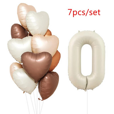 1/3/7 τεμ. Κρεμ Χρώμα Number Σετ μπαλόνι 32/40 ιντσών 1-9 Ψηφιακή μεμβράνη ηλίου Ball Girl Kids Adult Birthday Birthday Wedding Decoration