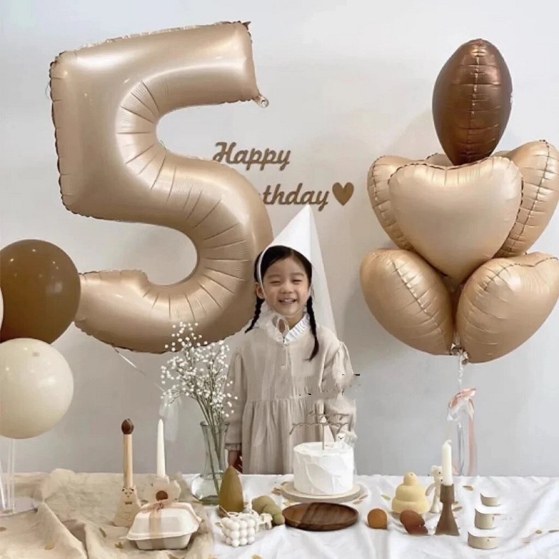 1/3/7 τεμ. Κρεμ Χρώμα Number Σετ μπαλόνι 32/40 ιντσών 1-9 Ψηφιακή μεμβράνη ηλίου Ball Girl Kids Adult Birthday Birthday Wedding Decoration