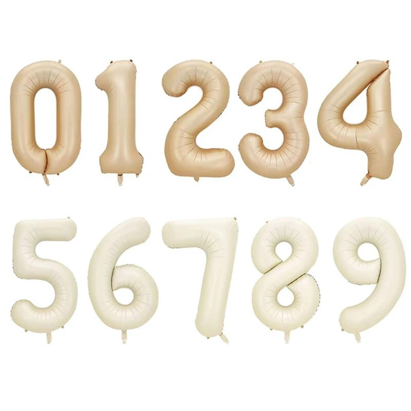 1/3/7 τεμ. Κρεμ Χρώμα Number Σετ μπαλόνι 32/40 ιντσών 1-9 Ψηφιακή μεμβράνη ηλίου Ball Girl Kids Adult Birthday Birthday Wedding Decoration