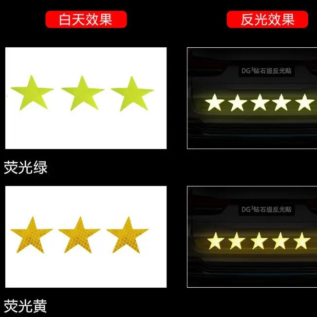10 tk Tähekujuline peegeldav helkuri kleebis Isekleepuv ohutusteip auto veoauto mootorrattale
