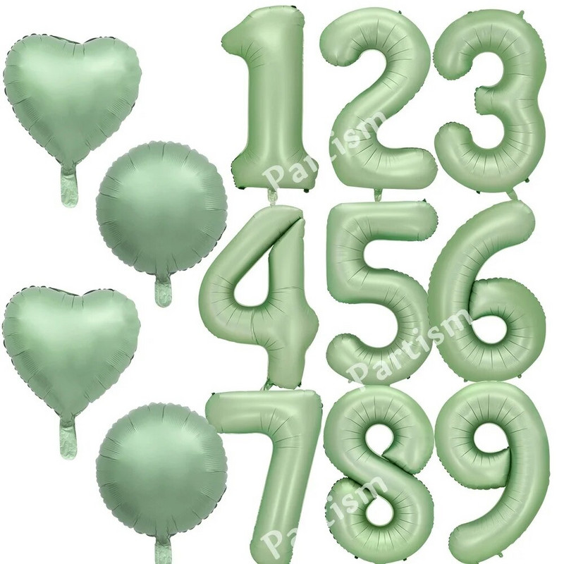 Balon vintage cu număr verde de 32/40 inch cu set de baloane verzi retro pentru decorațiuni pentru petrecerea de la mulți ani aprovizionare pentru baby shower