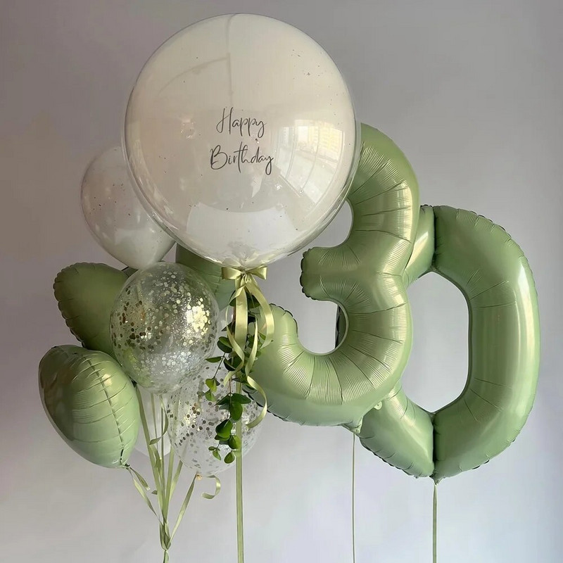 Balon vintage cu număr verde de 32/40 inch cu set de baloane verzi retro pentru decorațiuni pentru petrecerea de la mulți ani aprovizionare pentru baby shower
