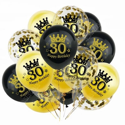 15 τεμ. 18th Happy Birthday Διακοσμητικό μπαλόνι 12 ιντσών Confetti Latex Balloon for 18 20 30 70 Years Birthday Celebrate Decoration