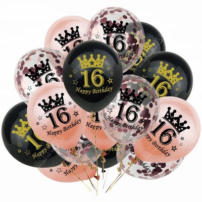 15 τεμ. 18th Happy Birthday Διακοσμητικό μπαλόνι 12 ιντσών Confetti Latex Balloon for 18 20 30 70 Years Birthday Celebrate Decoration