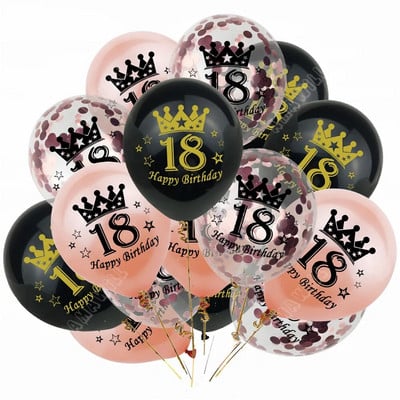 15 τεμ. 18th Happy Birthday Διακοσμητικό μπαλόνι 12 ιντσών Confetti Latex Balloon for 18 20 30 70 Years Birthday Celebrate Decoration