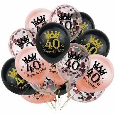 15 τεμ. 18th Happy Birthday Διακοσμητικό μπαλόνι 12 ιντσών Confetti Latex Balloon for 18 20 30 70 Years Birthday Celebrate Decoration