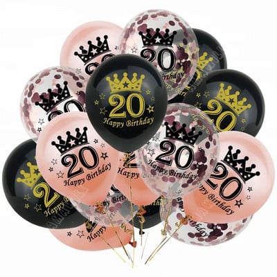 15 τεμ. 18th Happy Birthday Διακοσμητικό μπαλόνι 12 ιντσών Confetti Latex Balloon for 18 20 30 70 Years Birthday Celebrate Decoration