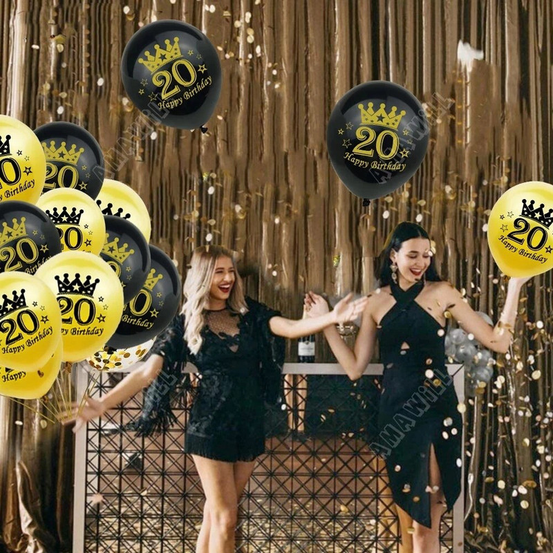 15 τεμ. 18th Happy Birthday Διακοσμητικό μπαλόνι 12 ιντσών Confetti Latex Balloon for 18 20 30 70 Years Birthday Celebrate Decoration