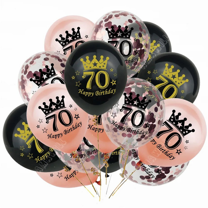 15 τεμ. 18th Happy Birthday Διακοσμητικό μπαλόνι 12 ιντσών Confetti Latex Balloon for 18 20 30 70 Years Birthday Celebrate Decoration