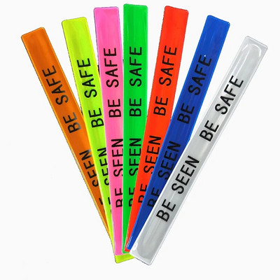 30 cm fényvisszaverő csapószalag pvc csuklópánt karkötő "BE SEEN BE SAFE" Lábszíj futáshoz kerékpározáshoz közlekedésbiztonsági láthatóság