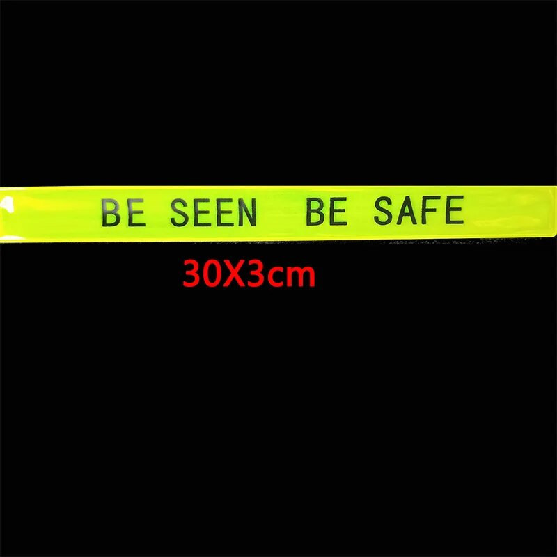 30 cm šviesą atspindinti PVC riešo apyrankė "BE SEEN BE SAFE" Kojų dirželis, skirtas važiuoti dviračiu, saugaus matomumo kelyje