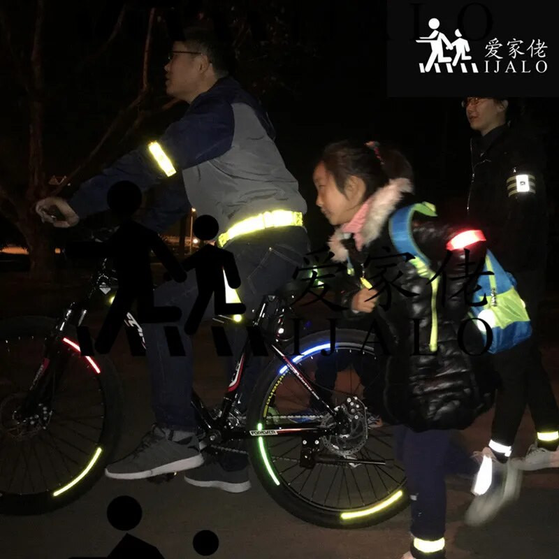 30 cm šviesą atspindinti PVC riešo apyrankė "BE SEEN BE SAFE" Kojų dirželis, skirtas važiuoti dviračiu, saugaus matomumo kelyje