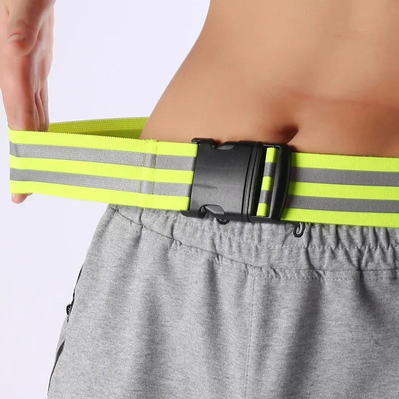 Светлоотразителна лента за бягане Висока видима нощна защитна екипировка за ръка, китка, талия, глезен, регулируем еластичен предпазен светлоотразителен колан