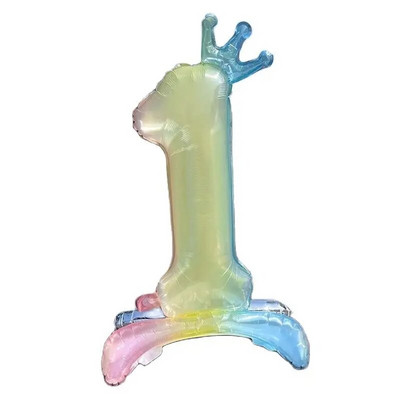 32 colių krištolinio gradiento numerio stovo folijos balionai su karūnuotomis figūrėlėmis Globos 0-9 Gimtadienio dekoracijos Vestuvių kūdikių dušas