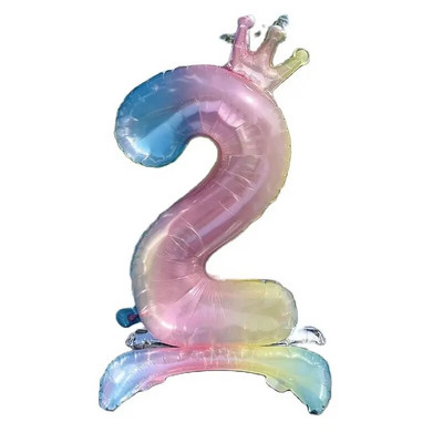 32 colių krištolinio gradiento numerio stovo folijos balionai su karūnuotomis figūrėlėmis Globos 0-9 Gimtadienio dekoracijos Vestuvių kūdikių dušas