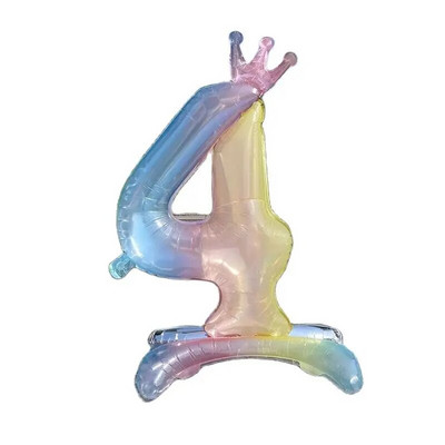 32 colių krištolinio gradiento numerio stovo folijos balionai su karūnuotomis figūrėlėmis Globos 0-9 Gimtadienio dekoracijos Vestuvių kūdikių dušas