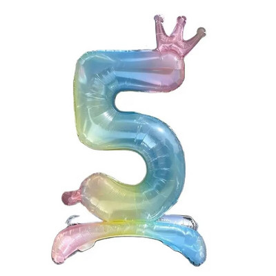 32 colių krištolinio gradiento numerio stovo folijos balionai su karūnuotomis figūrėlėmis Globos 0-9 Gimtadienio dekoracijos Vestuvių kūdikių dušas